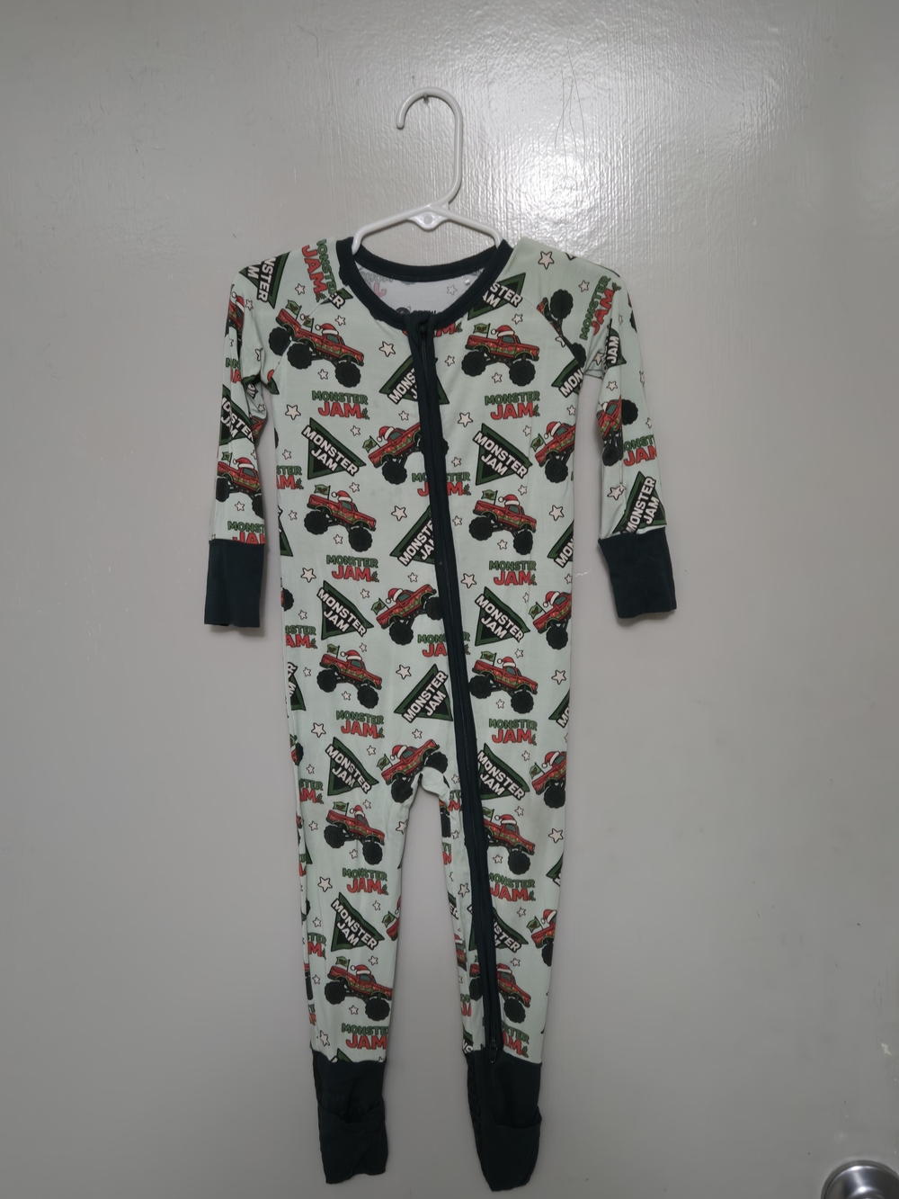 Kids Monster Jam Footed One-Piece Pajama - Green